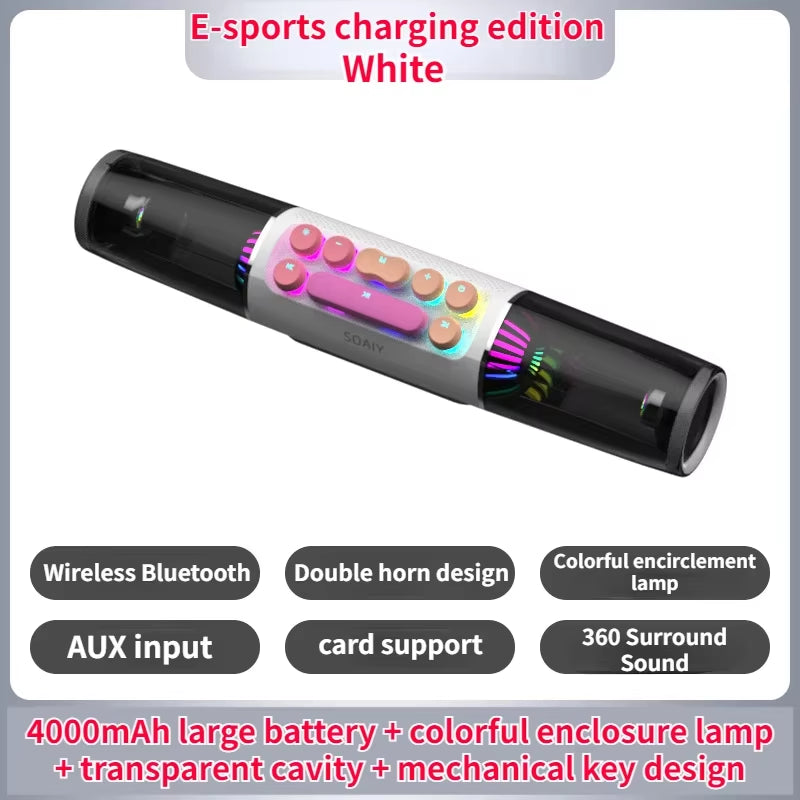 Bluetooth Speaker High-Power RGB Gaming Speaker Wireless Bass Column Subwoofer 3D Surround Soundbar Computer Speaker