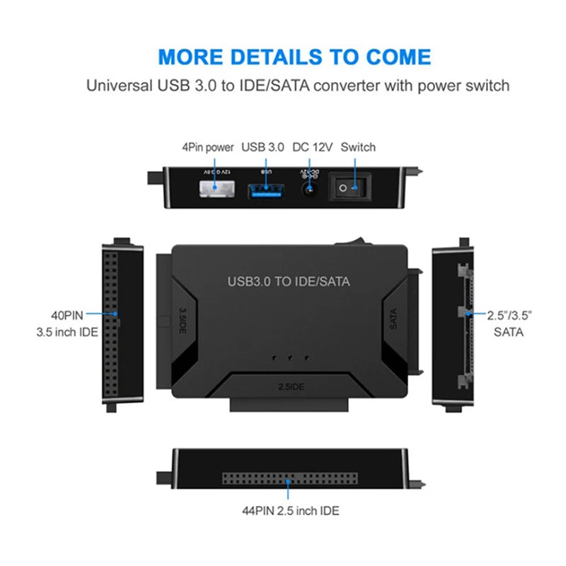 USB 3.0 to SATA IDE Hard Disk Adapter Converter Cable for 3.5 2.5 Inch HDD/SSD CD DVD ROM CD-RW 3 in 1 IDE SATA Adapter