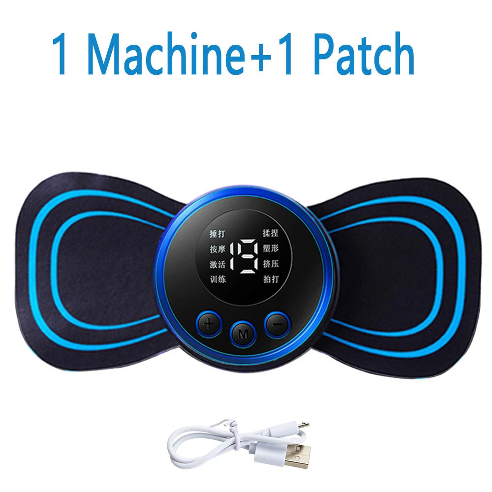 4PCS LCD Display EMS Neck Massage Electric Massager Cervical Neck Back Patch 8 Mode Pulse Muscle Stimulator Portable Relief Pain