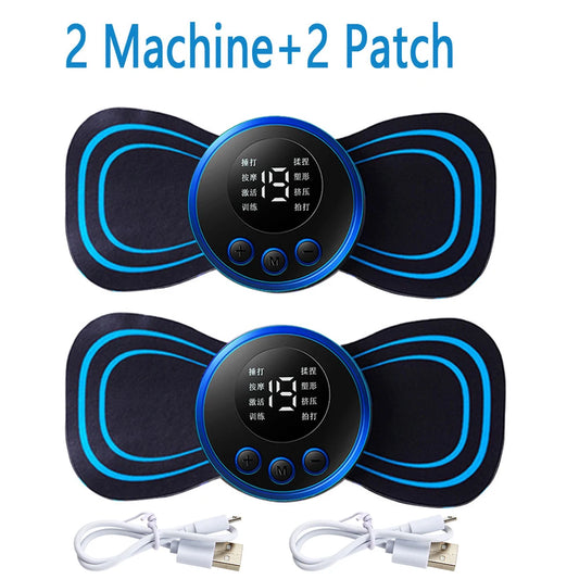 4PCS LCD Display EMS Neck Massage Electric Massager Cervical Neck Back Patch 8 Mode Pulse Muscle Stimulator Portable Relief Pain