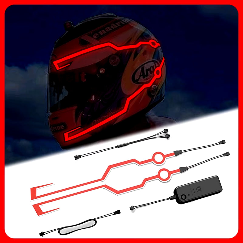 New Motorcycle Helmet LED Warning Lights Night Riding Helmet Motor Cold Light Strip EL Waterproof Sticker 4 Flashing Accessories